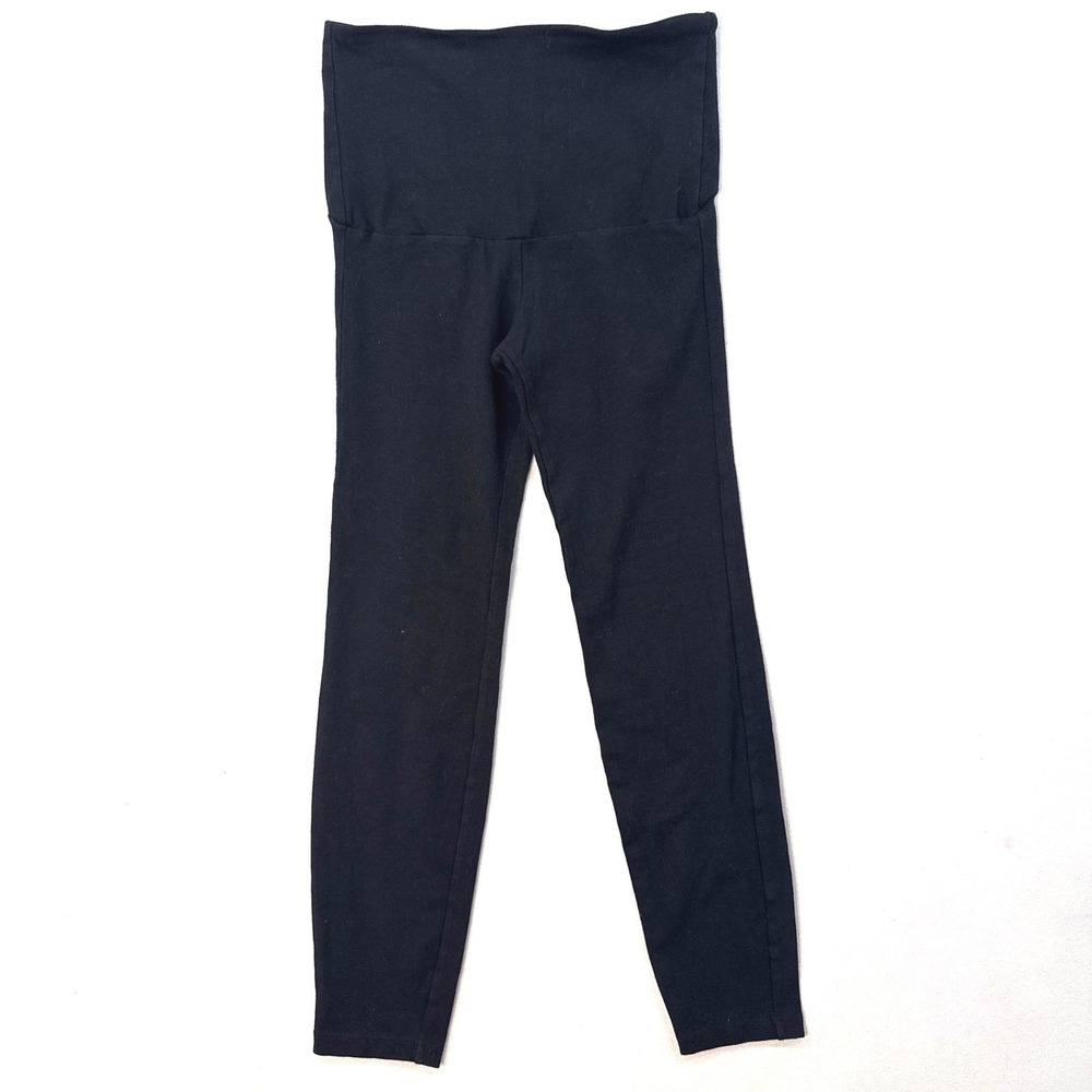 Hue Black Maternity Leggings High Waisted Wide Belly Band Style 12925 Small